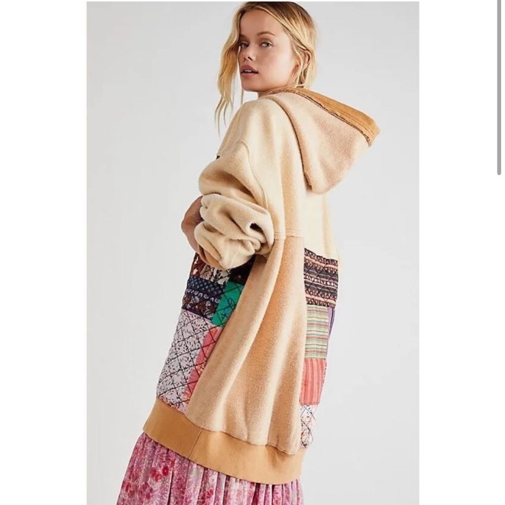 Free People Orange Quilted Patchwork Jacket sz S - Picture 3 of 9